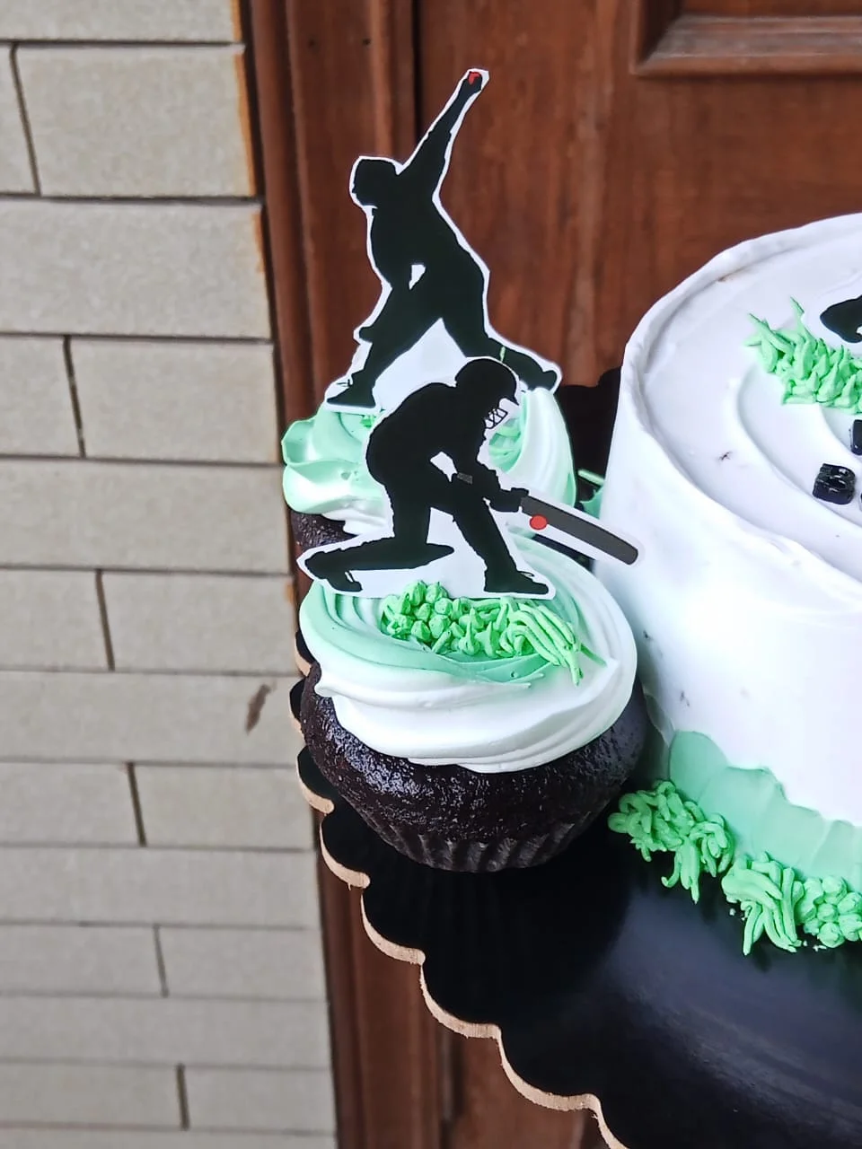 Close-up of premium handcrafted cricket cake