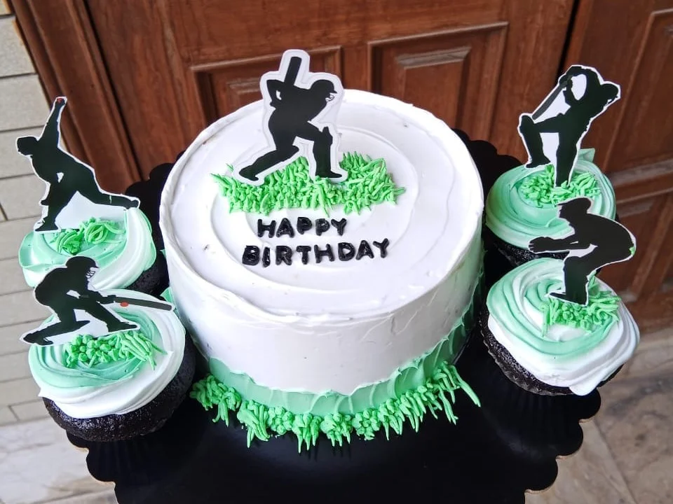 Complete custom cricket birthday cake by Just Baked by Arshia