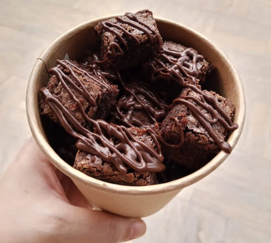Homemade brownies prepared for gifting
