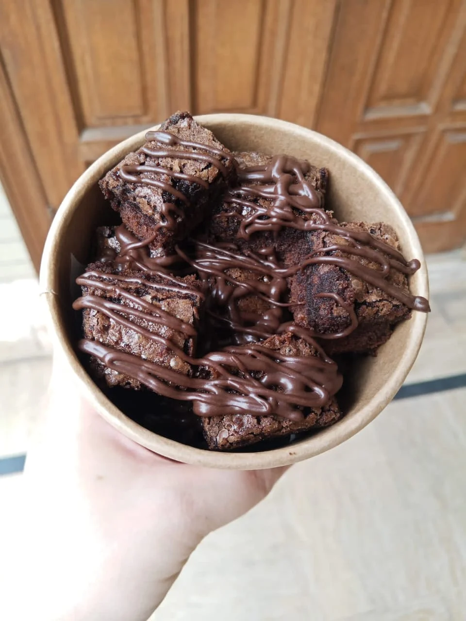 Freshly baked homemade chocolate brownies